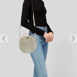 Brahmin Ivory Croc-Embossed Crossbody Bag